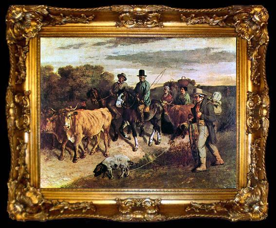 framed  Gustave Courbet Bauern von Flagey bei der Ruckkehr vom Markt, ta009-2
